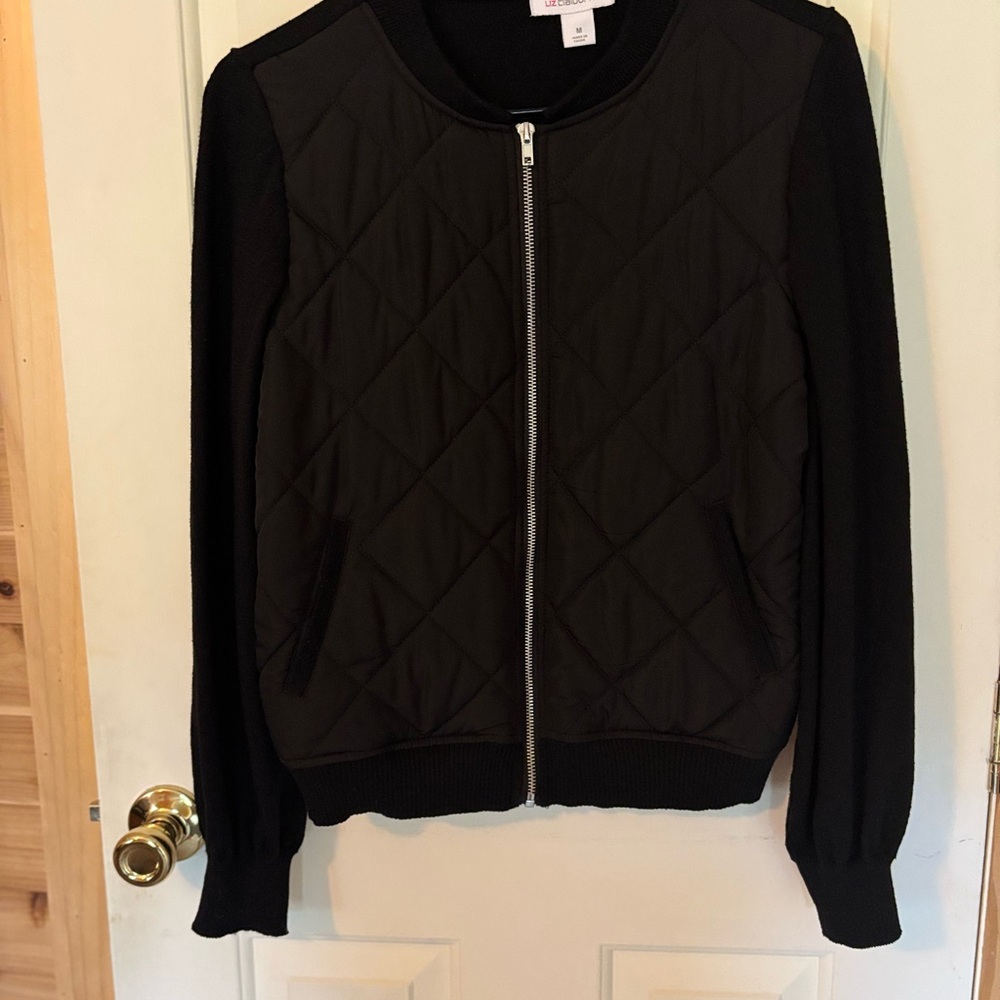 Liz Claiborne Black Quilted Bomber Jacket